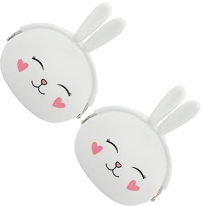 Holibanna 2pièces Porte-Monnaie Silicone Forme De Lapin Blanc De Petit Portefeuille Pratique pour Filles Clé pour École Shopping
