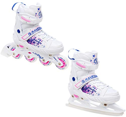 RAVEN 2in1 Schlittschuhe Inline Skates Inliner LED Räder für Kinder Mädchen verstellbar