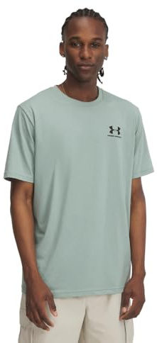 Under Armour Men's Sportstyle Left Chest Short-Sleeve T-Shirt UA M LC SS, (348) Silica Green / / Black, Medium
