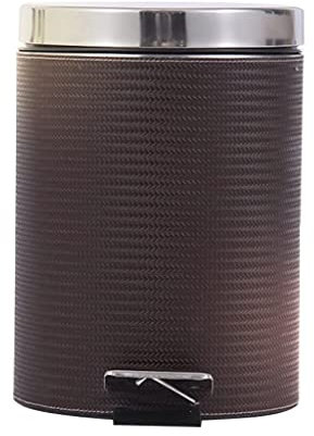 SXAYTLH Decorative Indoor Trash Can Trash Can 410 Stainless Steel Outer Cylinder Pedal Cover Mute Waste Paper Basket Household Trash Can 8L Capacity PU Woven Fabric Garbage Recycle Wastebasket Bucke