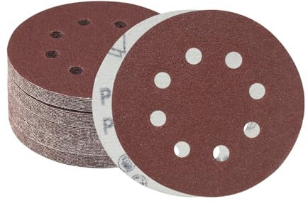 Meccion 50 Pezzi Dischi Abrasivi 125mm, 60 Grana 8 Fori Rotondi Carta Abrasiva per Levigatrice Orbitale
