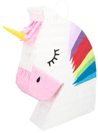 Boland 30989 - Pinata Einhorn, 45 x 33 x 8 cm, Unicorn, Hängedeko, Dekoration für Geburtstag, Mottoparty und Karneval, Weiß mit Bunten Akzenten
