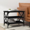 Tino Tech Couchtisch im Wohnzimmer Schwarz 55x38x45 cm Holzwerkstoff Rahmen im Industrie-Stil Beistelltisch Platz für Getränke, Snacks und einige Dekoartike Multifunktionstisch