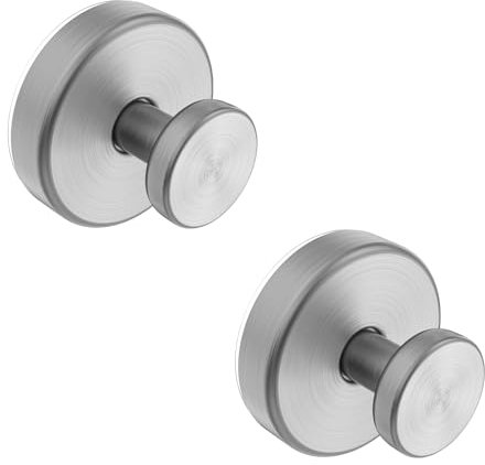 Bntuk Suction Cup Hooks for Shower, Removable Towel Hooks for Bathroom Window Glass Door Wall, Bath Robe Looafh Hook for Hanging - 2 Pack, Silver
