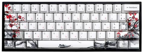JSJT Pflaumenblüten-Tastenkappen 128 Tasten Französische Tastenkappen PBT OEM Profil Benutzerdefinierte Tastenkappe für 61/68/87/96/104/108 Cherry MX Switches Mechanische Tastatur