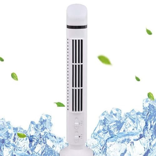 EIMSOAH Ventilador de torre para dormitorio, ventilador oscilante de 90 grados, ventilador de mesa USB portátil silencioso con luz, ventilador portátil sin hoja para habitación