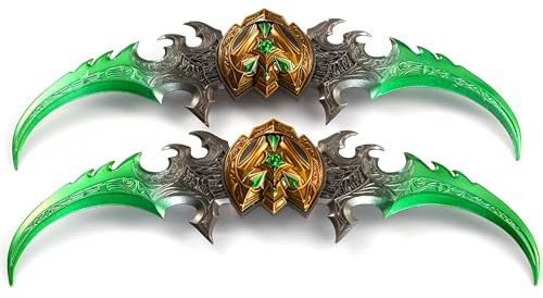 MIAOWR Wow Warglaive of Azzinoth Modell, Länge 22Cm, 2-Teiliges Set, Kartonverpackung, Mit Ausstellungsständer, Sammlerstück Komplett Aus Metall