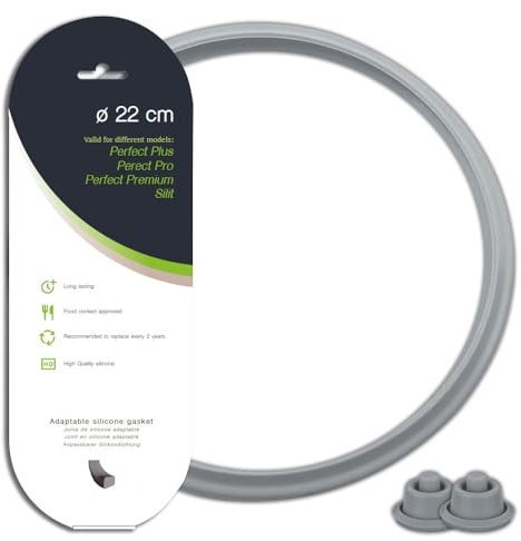 ANAKEL HOME Pack de Junta de Olla de Ø22 cm y Set de 2 Juntas Indicadoras de Presión Compatible con Olla Express WMF Perfect | para Modelos Antiguos de Mango, Recambio Adaptable, Silicona