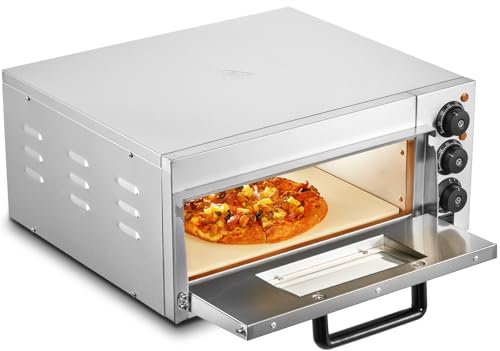 VEVOR Forno per Pizza Commerciale da Banco, 406 mm Singlo Piano, Forno Elettrico per Pizza in Acciaio Inox con Pietra e Maniglia, Macchina per Pizza Interna per Ristorante, Forno per Pizza a Casa