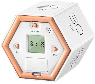 Dioche Produktivitäts-Timer, Silber Cube Timer Timer Cube Schwerkraftsensor-Timer Zeitmanager-Timer (White)