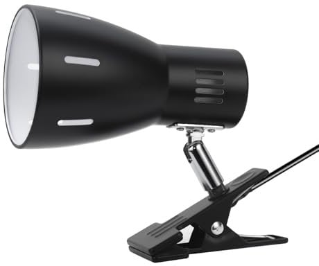 Milpoel Klemmleuchte, Verstellbare Schreibtischlampe mit E27-Fassung, Klemmlampe für Lesen im Bett, Arbeiten und Lernen, Schlankes und Leichtes Design, E27-Birne Separat Erhältlich (Schwarz)