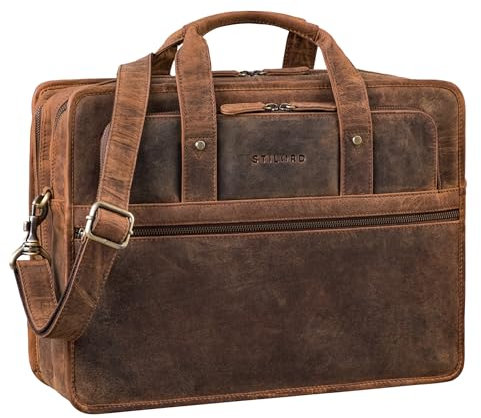 STILORD 'Yves' Aktentasche Herren Damen Leder Arbeitstasche Dokumententasche 15,6 Zoll Laptoptasche Businesstasche Lehrertasche echtes Rindsleder, Farbe:kreta - braun
