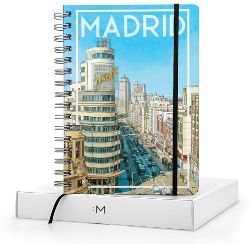 MINIMAL Notizbuch A5, gepunktet, Hardcover - Notizbuch A5 Madrid - Bullet Journal A5 - Notebook A5 für persönliches Tagebuch, Lettering - Notizblock mit weißen Blättern - schöne Notizbücher aus der