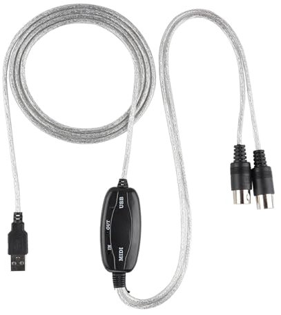 Brrnoo Midi-zu-USB-Kabel, USB-Midi mit Midi-Schnittstelle, Adapterkabel, Tastatur, Musikbearbeitungsleitung, Midi-zu-USB-Kabel, Konverter, Midi zu USB für Computer, Laptop,