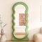 CEIEVER Bogen Ganzkörperspiegel, Wavy Mirror 160X60CM Full Length Unregelmäßiger Großer Langer Spiegel Ankleidespiegel Gewölbter Standspiegel für Schlafzimmer,Wohnzimmer (Grün)