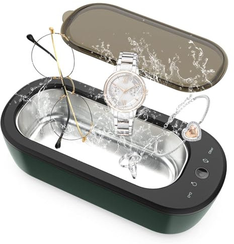 Ultraschallreinigungsgerät 45000Hz Brillenreinigungsgerät Mit 4 Modi Tragbar Ultraschallreiniger, 300ml Ultraschallreinigungsgerät Brille für Zahnersatz Münzen Brillen Schmuck Ultrasonic Cleaner