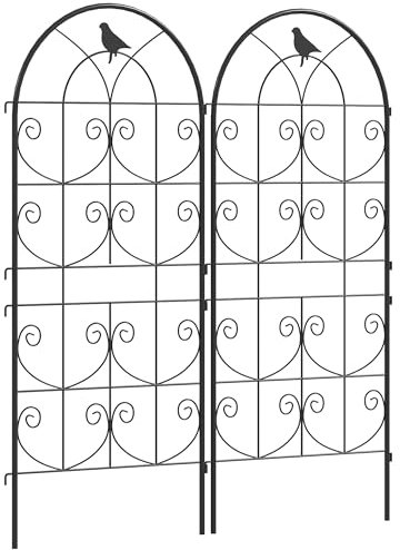 Outsunny Treillis en métal, Set de 2 à Planter, Inoxydable Support pour Plantes grimpantes avec Design d'oiseaux 50x120 cm Treillis pour Plantes d'intérieur Treillis de Plantes pour tomates Fleurs