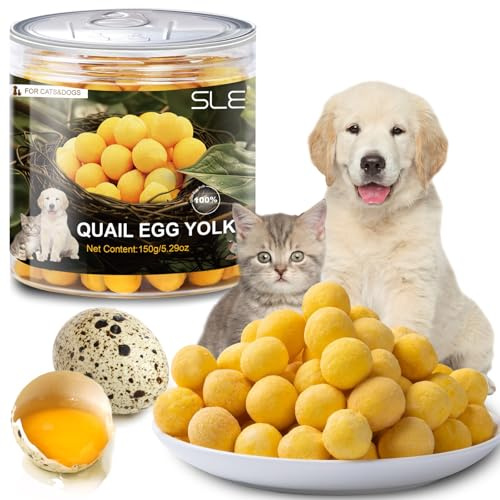 Freeze-Dried Cat & Dog Treats Quail Egg Yolk, Tasty Training & Reward Snacks for Cats and Dogs, Single-Ingredient Freeze-Dried Supplementary Treats
