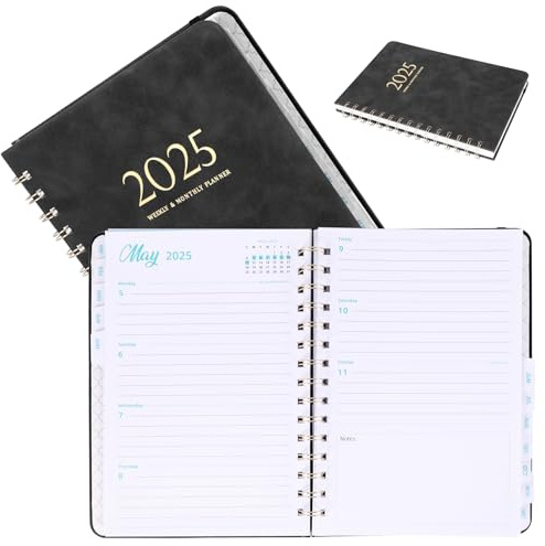 Terminplaner 2025 A5, Terminkalender Buch 2025 Buchkalender 2025 Planner Kalender von Jan - Dez Wochenplaner A5 1 Woche 2 Seite, Kalender Buch mit PU-Leder Softcover für Schüler, Lehrer, Mitarbeiter