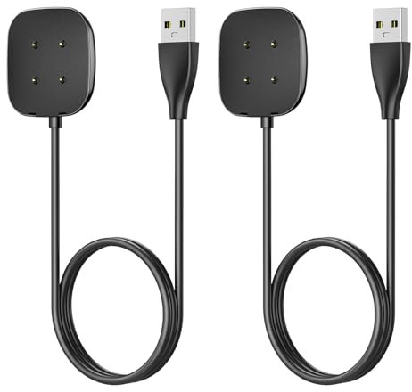 Wanme Charger for Fitbit Sense 2 /Sense-100CM, 2Pack USB Charging Cable Charger Cord Dock for Versa 3 /Versa 4