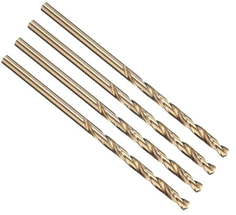 PATIKIL 3mm Foret Hélicoïdal, Tige Droite Jobber M35 Cobalt 5% Acier Rapide 135° Finition Or, Mèche pour Métal Acier Inoxydable Dur, Forets à Métaux à Haute Dureté - Lot de 4