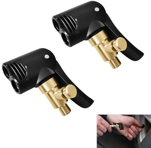 2 Pièces Adaptateurs de Valve de Pneu Schrader/Presta, Embout Gonflage Laiton Voiture Gonfleur à Levier Universel pour Voiture Moto Vélo Camion, Compatible avec Pompe à Air Gonflage Déflation Facile