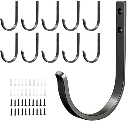 pclapora 10 Piezas Ganchos para Colgar Negros Ganchos Pared de Tornillo | Gancho Colgador de Tornillo Metal Gancho Albornoz para Colgar Ropa Sombrero Toallas Llaves Bolsos Hogar Baño Cocina
