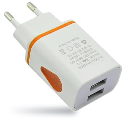 QUXVUIS Chargeurs muraux USB Double tête de Charge Haute Performance Adaptateur pour téléphone résistant à l'usure Voyage à Domicile l'aide d'une Prise, Orange, 1 PCS