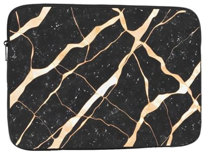 DDCXZPP Black Rose Gold Marble Printed Portable Laptop Sleeve Case - Shockproof Portable Laptop Sleeve Bag 10 inch for Men and Women Business Travel, Office Daily Use