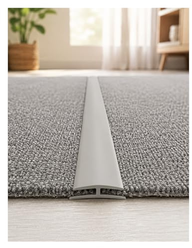 Übergangsstreifen für PVC-Kanten zum Verbinden von Spalten zwischen Böden/ Teppichkanten für Zuhause / Büro / Hotel (Grau, 300 cm/117 Zoll)