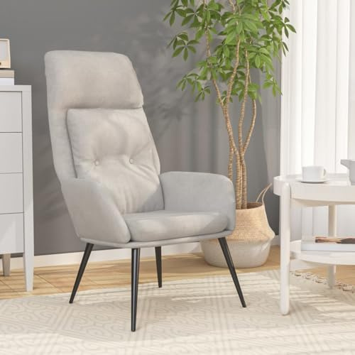 ZQQLVOO Relaxsessel Hellgrau Wildleder-Optik cocktailsessel ohrensessel mit hocker for Schlafzimmer Balkon