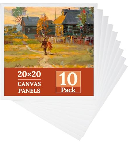 Solinorex 10 Pièces Toile Peinture - Petit Set de Toiles 20 x 20 cm, Tableau Peinture sur Toile 3 mm d'épaisseur, Canvas Painting Blanche Portable pour Peinture Acrylique à l'huile Gouache