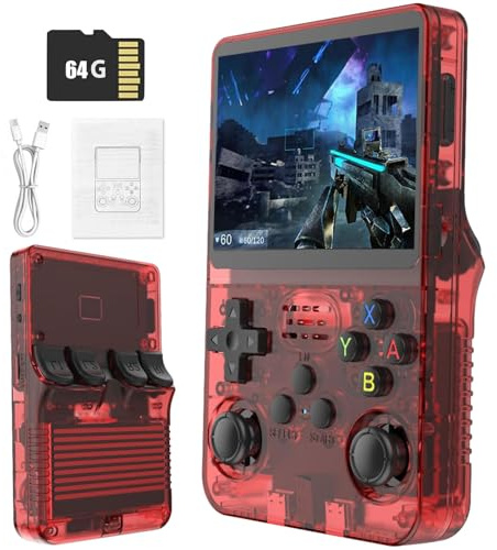 Retro Portable Game Console R36S-avec Système Linux Open Source, 21 000 Jeux Classiques, Écran IPS De 3,5 Po, 64 Go/128 Go, Mini Console De Jeu Portable-Red||64GB