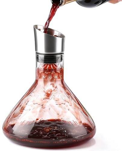 Weindekanter mit integriertem Belüfter & Filter, Tropffreier Weinkaraffe aus bleifreiem Kristallglas, 1500ml Volle Kapazität, Wein Geschenk für Weinliebhaber und Schwiegereltern, Weinzubehör