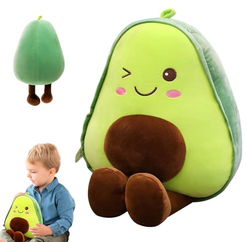 SoeUyd Avocado Kuscheltier, Avocado Kissen, Avocados Plüschtier, Kuscheltier Kissen, kuscheltiers, Stofftiere, Weiches Umarmungskissen - Geschenk für Jungen und Mädchen