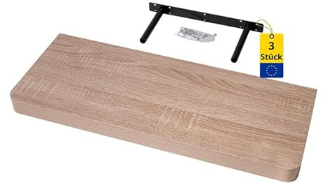 Velano Wandregal - Bücherregal - Schweberegal 3er Set 60x24 Sonoma Eiche | Regal Wand - Regalbrett - Küchenregal - Bücherregal Kinder - Deko Wohnzimmer - GewürzregalHolz - Wanddeko Regale Boho Deko