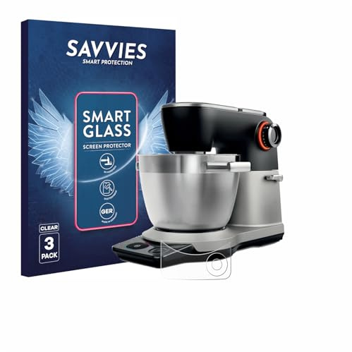 Savvies Schutzglas für Bosch MUMS8Z | 3 Stück Transparenter Displayschutz Made in Germany Panzer Schutz Glas 9H Schutzfolie HD Klar Blasenfrei Einfache Montage