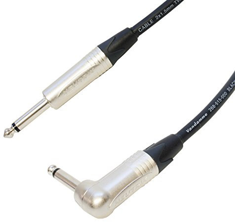 TOUR GRADE Angled Jack to Jack Speaker Lead 2x1.5mm Conductor Size. Van Damme Cable. Guitar Amp/Head (1.5m)