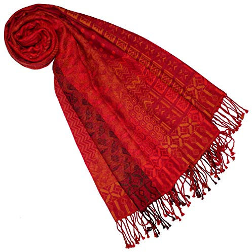 Lorenzo Cana Pashmina Schaltuch 70 cm x 180 cm Baumwolle Damenschal Wolle Stola mehrfarbig bunt Naturfaser Schal Naturfaser Markenschal Fransen gewebt 7851533