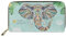 chaqlin Travel Leather Wallet für Damengeschenke India Elephant Zip Around Langlebige Lange Geldbörsen Handtasche Geldbörse Clutch Green