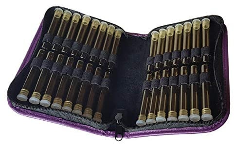 Homöopathie Taschenapotheke für Globuli Leder violett für 30 Glasröhrchen (mit 30 Braunglashen)