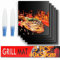 Nifogo Grillmatte, 6er-Pack, Ofeneinsatz mit 1 Grillbürsten, antihaftbeschichtet, PFOA-frei, wiederverwendbar, hitzebeständig, leicht zu reinigen, Elektro, Gasgrill Maße: 40 x 50 cm