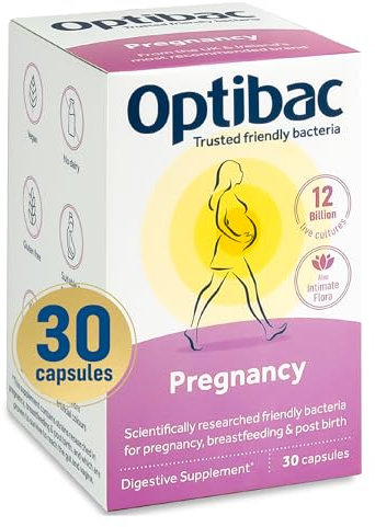 Optibac Probiotics Pregnancy - Vegan Probiotic Supplement with FOS Fibres for Pregnant & Breastfeeding Women - Extensively Researched Formula for Gut & Intimate Flora - 30 Capsules