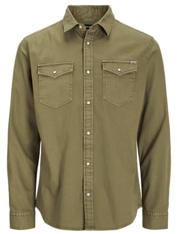Jack & Jones Men's JJESHERIDAN Shirt L/S NOOS, Forest Night, XXL