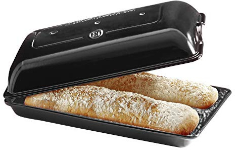 Emile Henry EH799502 Moule à pain Ciabatta, céramique, noir Fusain
