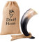 Corne à boire Viking avec support en fer véritable Divit | Ornements en laiton et sac-cadeau en toile de jute inclus | Corne de 13 ’’ et capacité de 16 oz (400 ml) | (Wooden, Mjolnir, Polished)