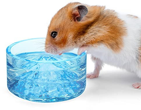 Niteangel Hamster Feeding & Water Bowls- Mount Fuji Series Glass Drinking Bowls for Dwarf Syrian Hamsters Gerbils Mice Rats or Other Similar-Sized Small Pets