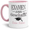 Tasse mit Spruch - Abschluss geschafft Examen - zum selbst Gestalten mit Wunschname und Abschlussjahr - Geschenk für das bestandene Examen, Henkel & Innen Rosa 300 ml | Personalisiert