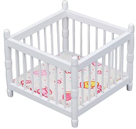 Sharplace 1/12 Gradeinteilung Puppenhaus Babybett Mini Möbel Modell Leben Dekoration Ornament Zubehör Geschenke