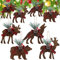 8 Stück Weihnachtsschmuck Büffel Plaid Schleife Ornamente Weihnachtsbaum Holz Rentier Dekorationen Rustikale Tier hängende Dekoration mit Tannenzapfen Nadeln für Desktop Display Dekorationen